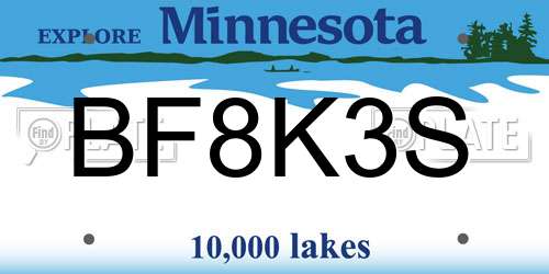 BF8K3S Minnesota License Plate