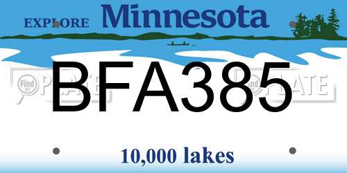 BFA385 Minnesota License Plate