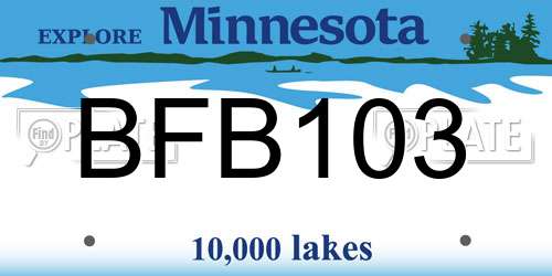 BFB103 Minnesota License Plate
