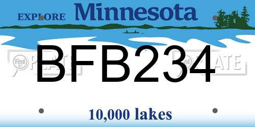 BFB234 Minnesota License Plate