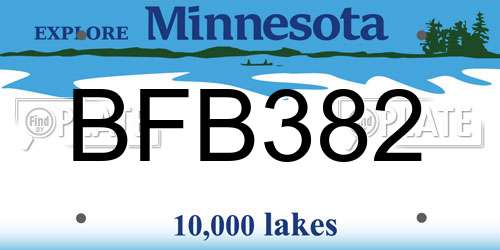 BFB382 Minnesota License Plate