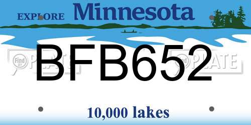 BFB652 Minnesota License Plate