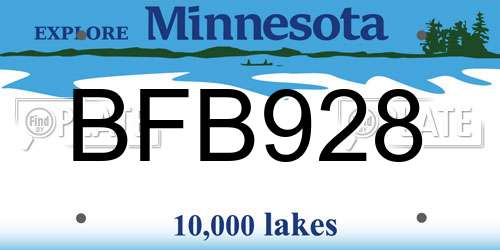 BFB928 Minnesota License Plate