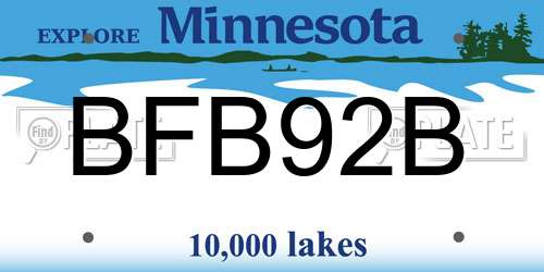 BFB92B Minnesota License Plate