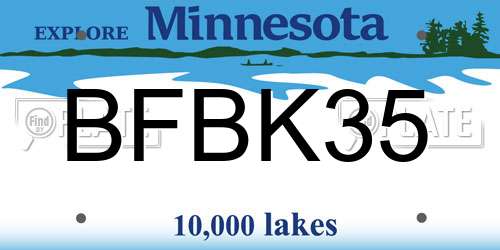 BFBK35 Minnesota License Plate