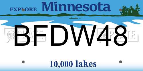 BFDW48 Minnesota License Plate