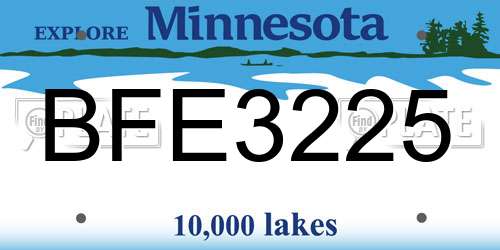 BFE3225 Minnesota License Plate