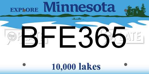 BFE365 Minnesota License Plate