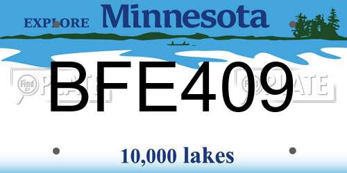 BFE409 Minnesota License Plate