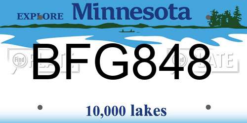 BFG848 Minnesota License Plate