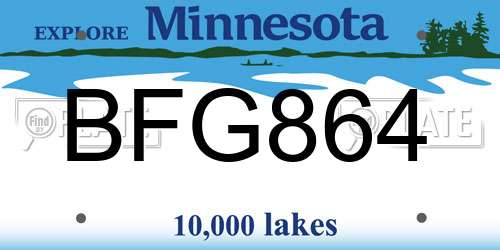 BFG864 Minnesota License Plate