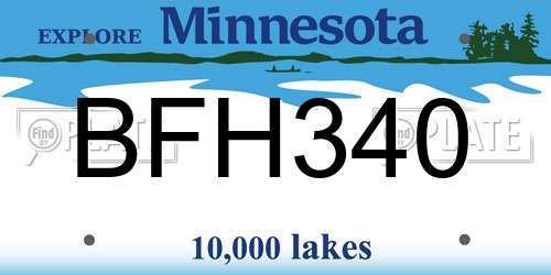 BFH340 Minnesota License Plate