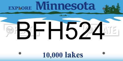 BFH524 Minnesota License Plate
