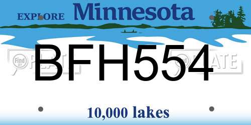 BFH554 Minnesota License Plate