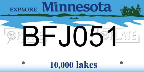 BFJ051 Minnesota License Plate