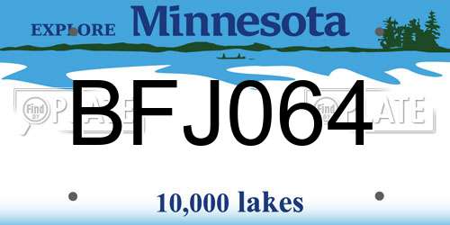 BFJ064 Minnesota License Plate