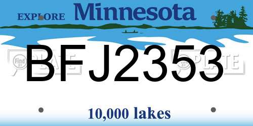 BFJ2353 Minnesota License Plate