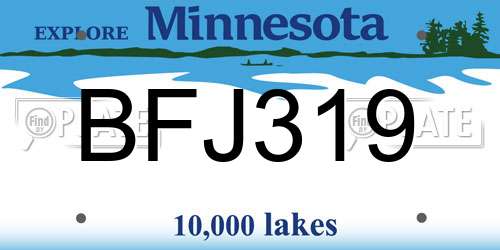 BFJ319 Minnesota License Plate