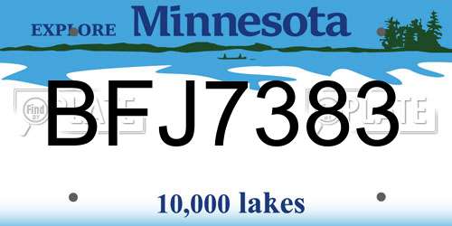 BFJ7383 Minnesota License Plate