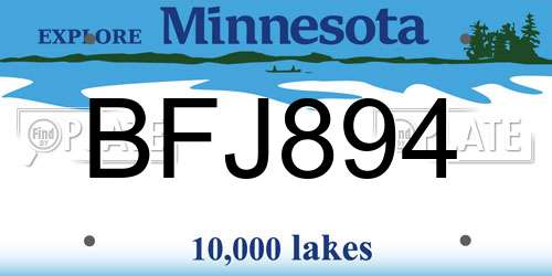 BFJ894 Minnesota License Plate