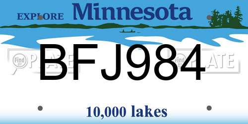 BFJ984 Minnesota License Plate