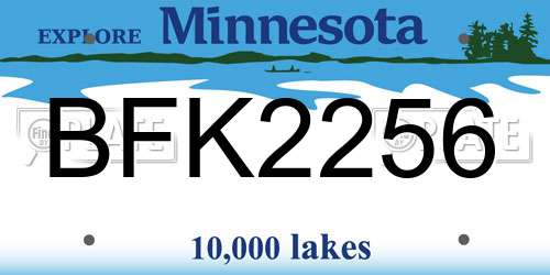BFK2256 Minnesota License Plate