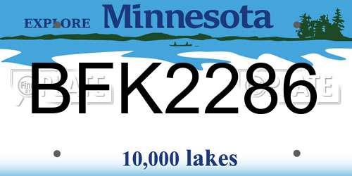 BFK2286 Minnesota License Plate