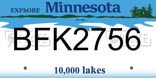 BFK2756 Minnesota License Plate
