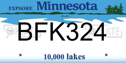 BFK324 Minnesota License Plate