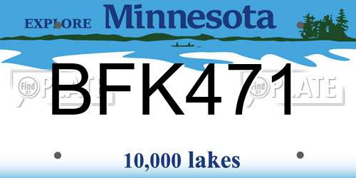 BFK471 Minnesota License Plate