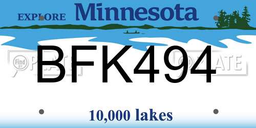 BFK494 Minnesota License Plate