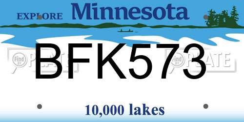 BFK573 Minnesota License Plate