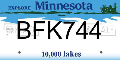 BFK744 Minnesota License Plate