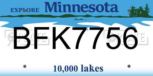 BFK7756 Minnesota License Plate