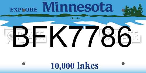 BFK7786 Minnesota License Plate