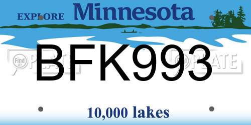 BFK993 Minnesota License Plate