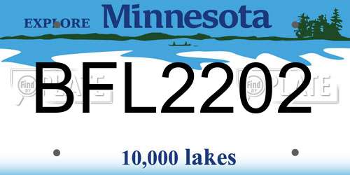 BFL2202 Minnesota License Plate