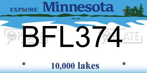 BFL374 Minnesota License Plate