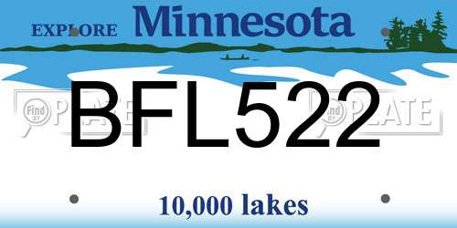 BFL522 Minnesota License Plate