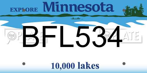 BFL534 Minnesota License Plate