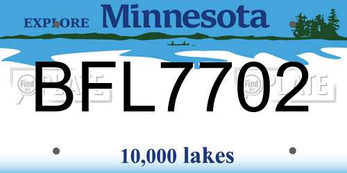 BFL7702 Minnesota License Plate