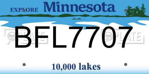 BFL7707 Minnesota License Plate