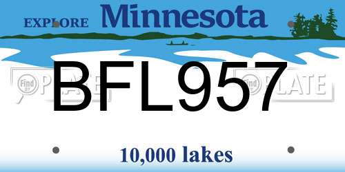 BFL957 Minnesota License Plate
