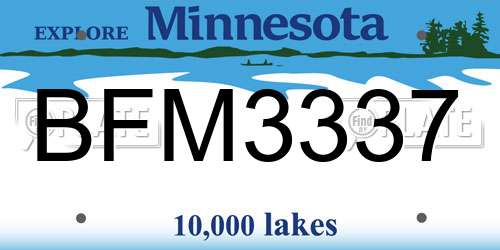 BFM3337 Minnesota License Plate
