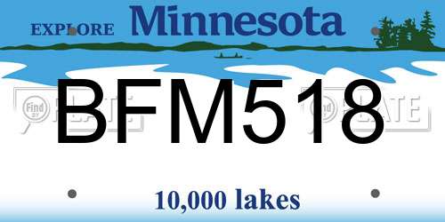 BFM518 Minnesota License Plate