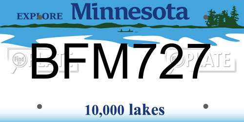 BFM727 Minnesota License Plate