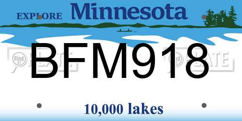 BFM918 Minnesota License Plate