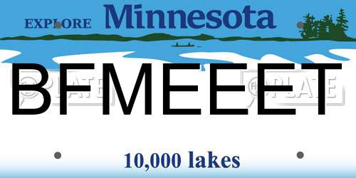 BFMEEET Minnesota License Plate