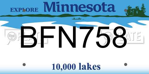 BFN758 Minnesota License Plate