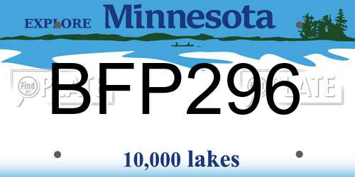 BFP296 Minnesota License Plate